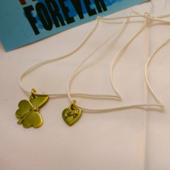 JUICY COUTURE Shamrock Heart Charm Necklaces~ NOS Juicy Couture BFF Necklaces - Picture 3 of 14